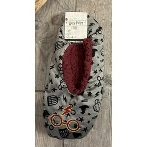 NWT Harry Potter Bioworld Slipper Socks Gray IRed Sherpa Lined Size L/XL